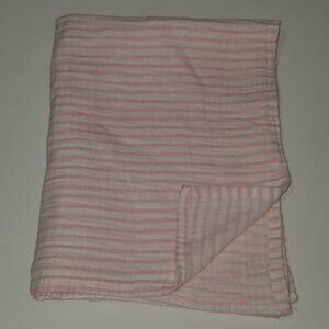 Jessica Simpson Baby Pink White Stripe Muslin Cotton Swaddle Blanket Lovey 26x41